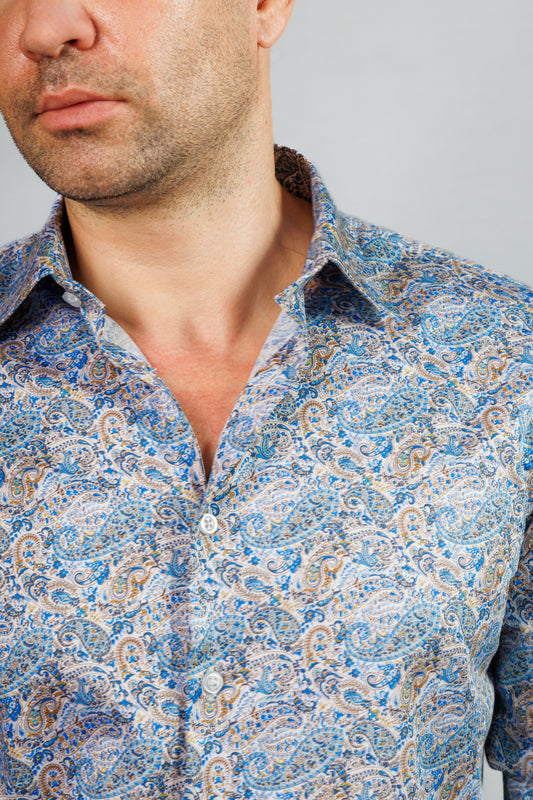 Blue Paisley Print Shirt
