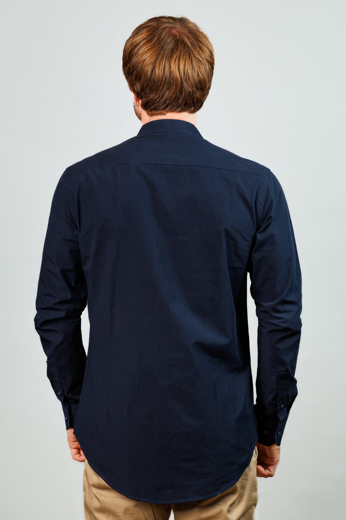 Navy Blue Shirt with Printed Inner Placket