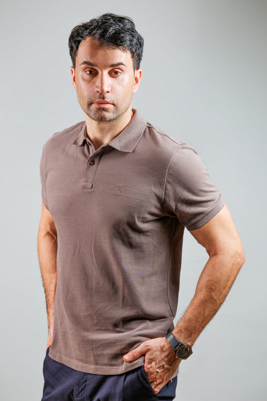 Anchor Grey Cotton Polo T-Shirt