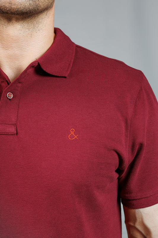 Athletic Maroon Cotton Polo T-Shirt