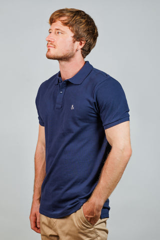 Marine Blue Cotton Polo T-Shirt