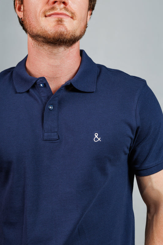 Marine Blue Cotton Polo T-Shirt