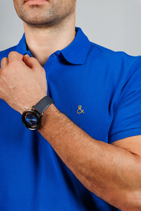 Egyptian Blue Cotton Polo T-Shirt