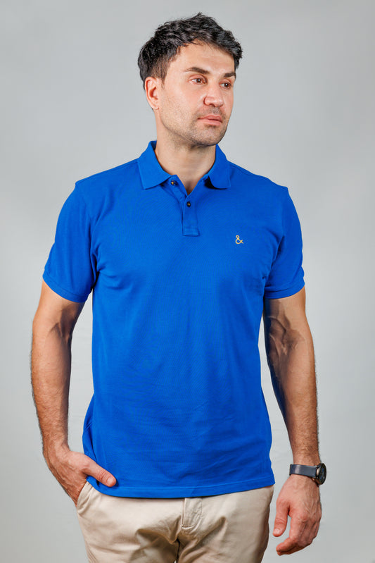 Egyptian Blue Cotton Polo T-Shirt