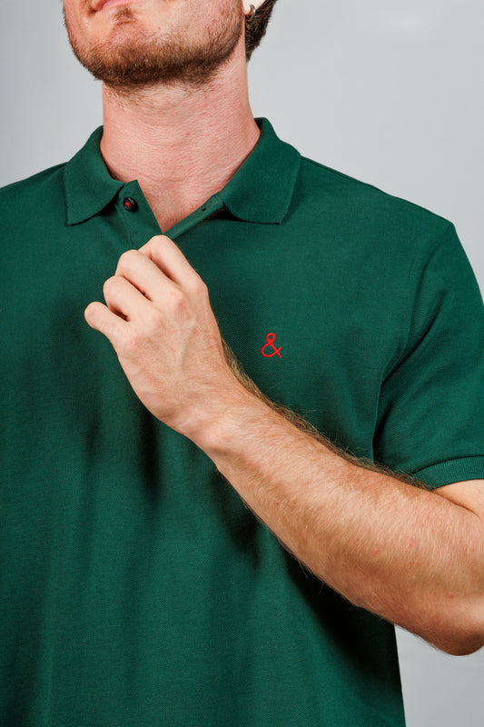 British Racing Green Cotton Polo T-Shirt