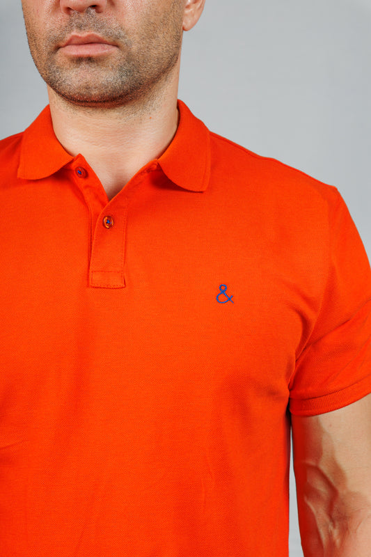 Neon Orange Cotton Polo T-Shirt