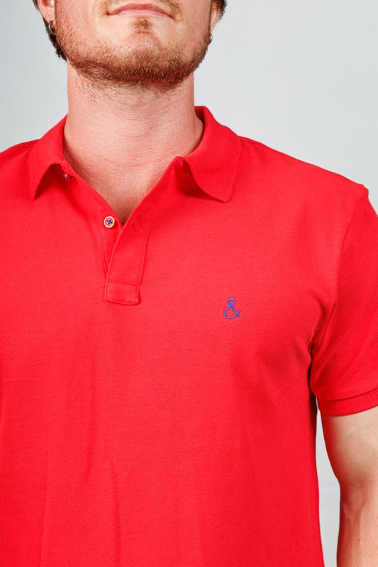 Rose Red Cotton Polo T-Shirt