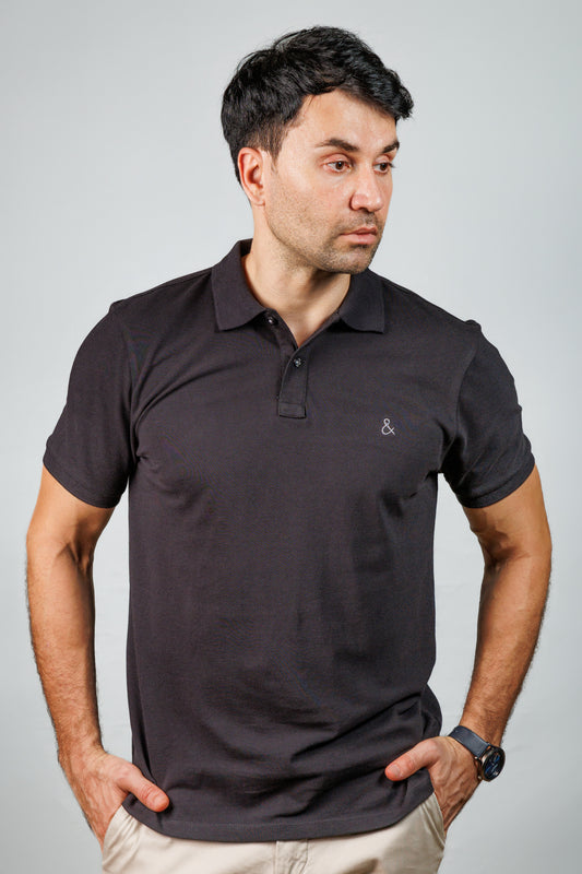 Onyx Black Cotton Polo T-Shirt