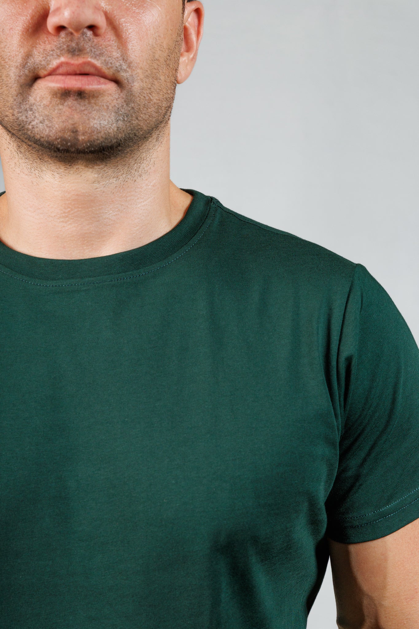 Dark Green Cotton Crew Neck T-Shirt