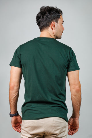 Dark Green Cotton Crew Neck T-Shirt