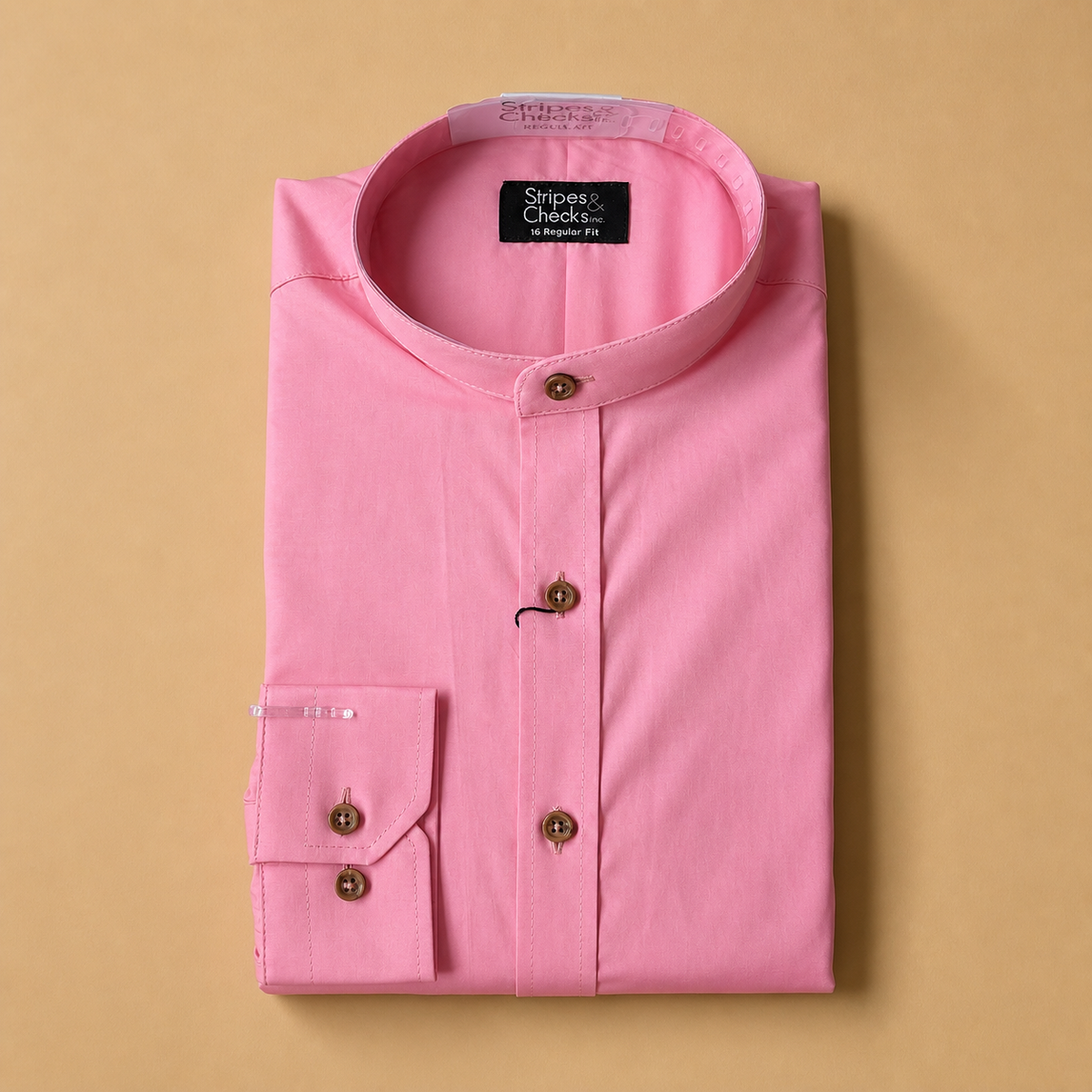 Pink Nehru Collar long Sleeve Shirt