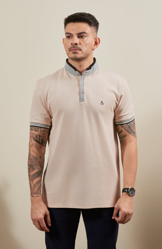 Beige Stone Ridge Polo with Neru Collar