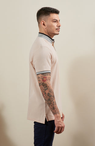 Beige Stone Ridge Polo with Neru Collar