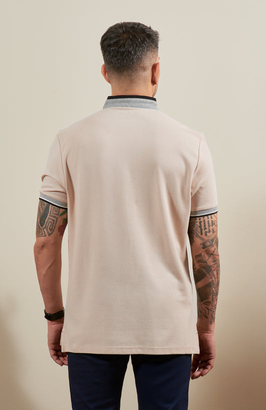 Beige Stone Ridge Polo with Neru Collar