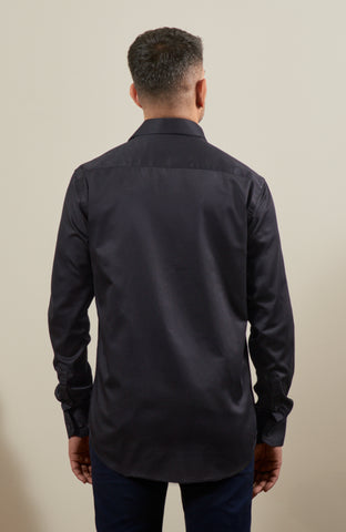 Black Satin Long Sleeve Shirt
