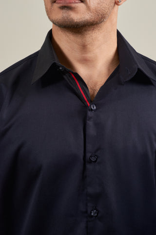 Black Satin Long Sleeve Shirt