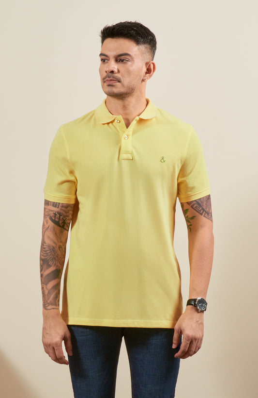 Butter Yellow Cotton Polo T-Shirt