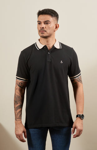Black Dusk Accent Polo T-Shirt with Contrast Collar