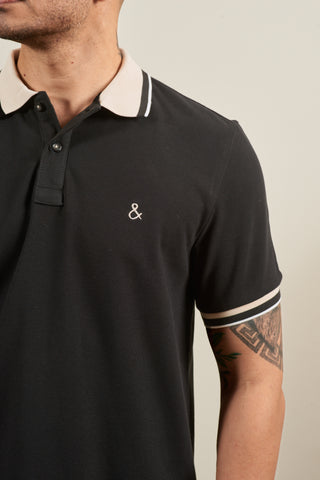 Black Dusk Accent Polo T-Shirt with Contrast Collar