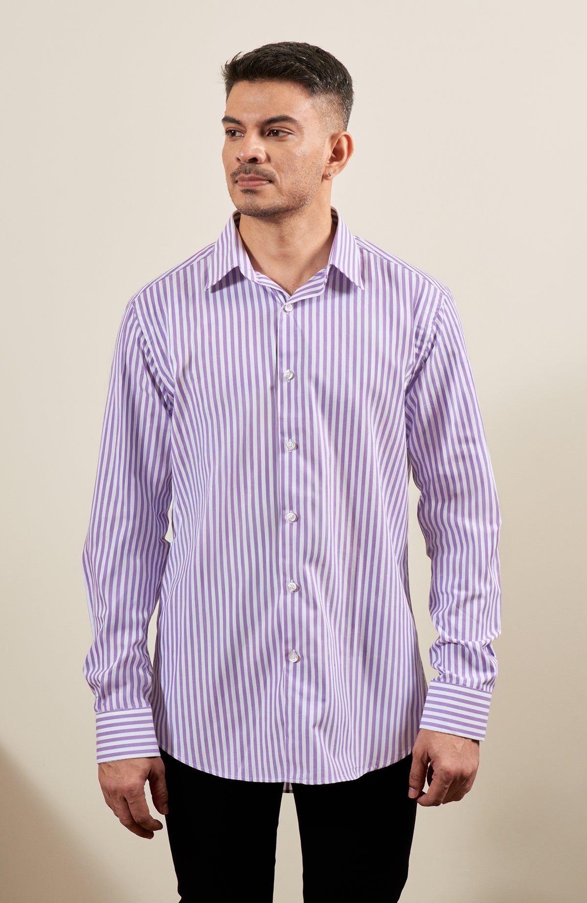 Purple Striped Long Sleeve Shirt