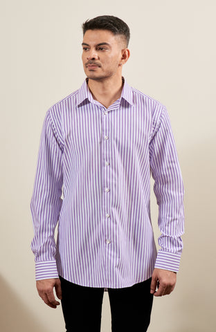 Purple Striped Long Sleeve Shirt