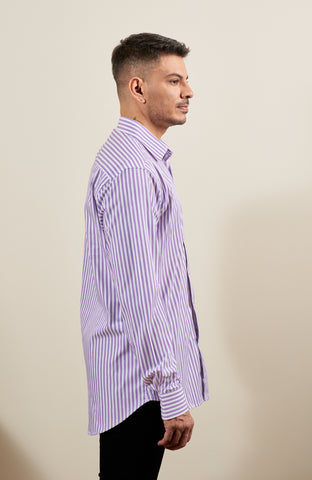 Purple Striped Long Sleeve Shirt