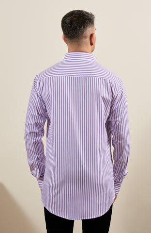 Purple Striped Long Sleeve Shirt