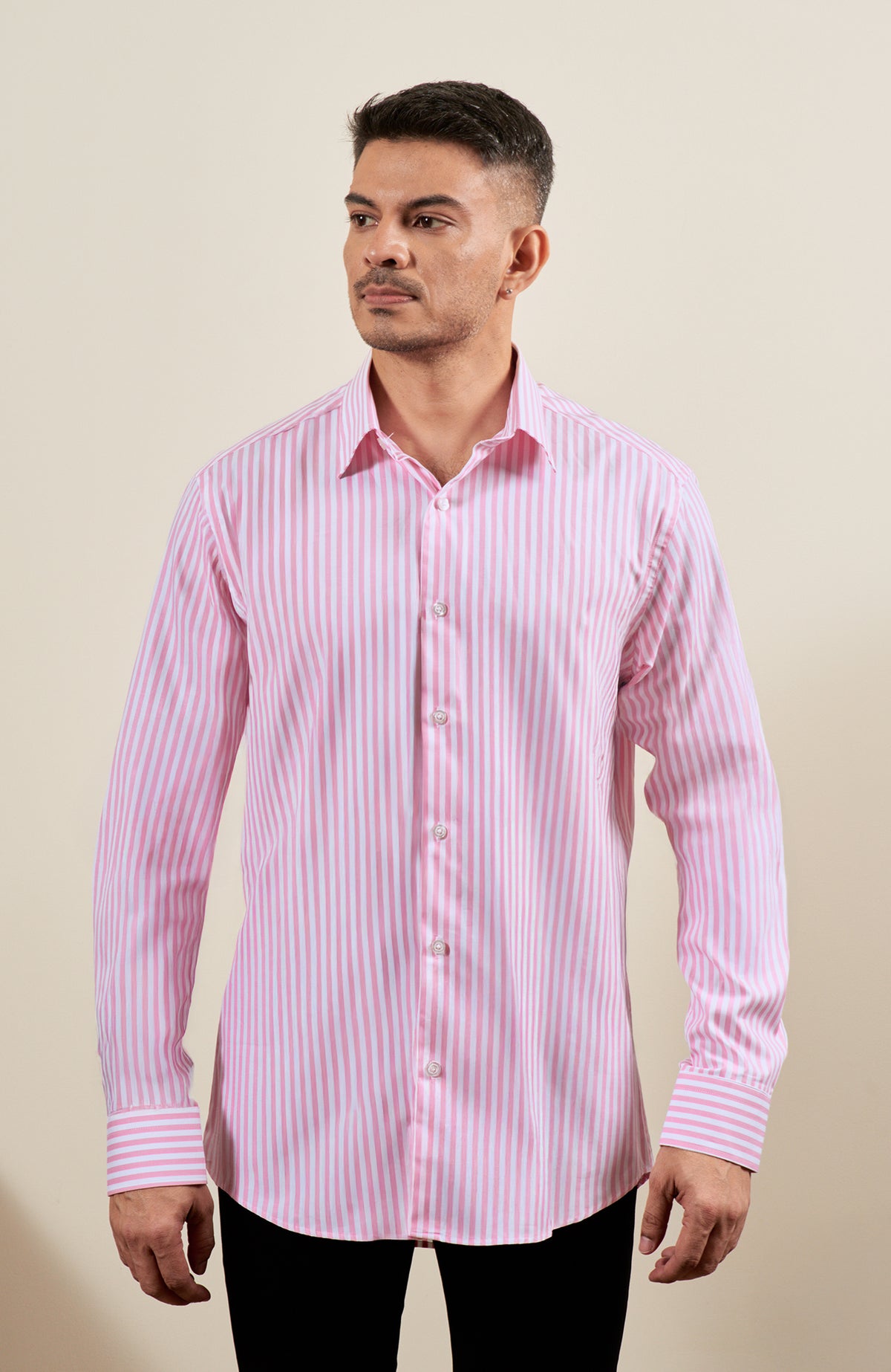 Pink Striped Long Sleeve Shirt