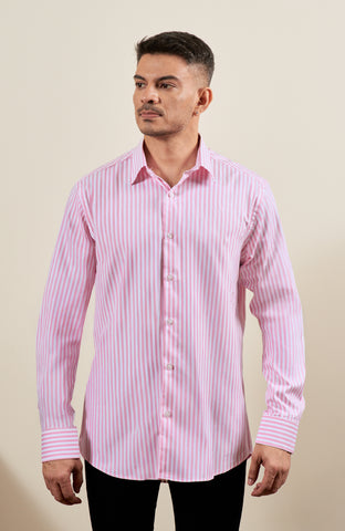 Pink Striped Long Sleeve Shirt