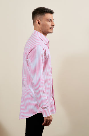 Pink Striped Long Sleeve Shirt
