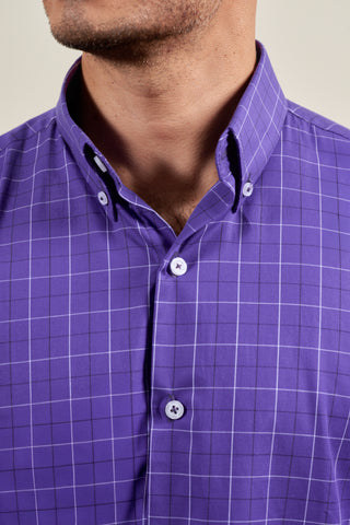 Purple Check Button Down Long Sleeve Shirt