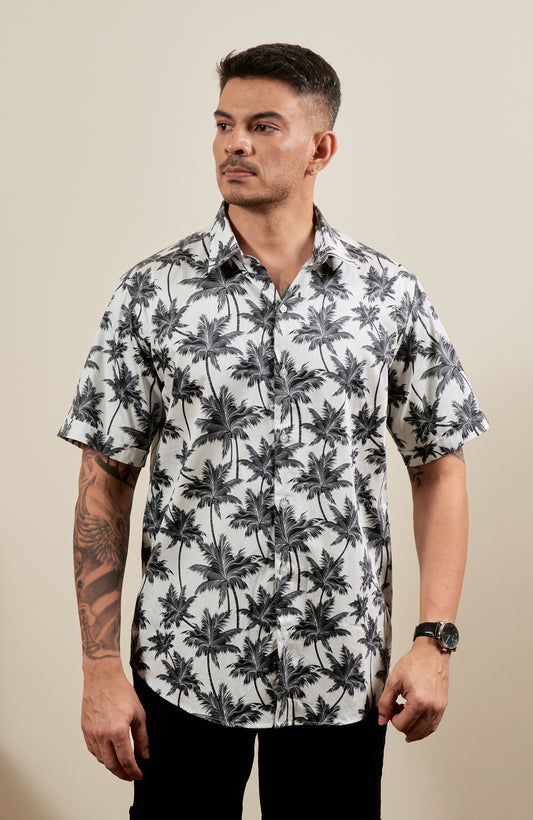 White Tropical Short Sleeve Shirt