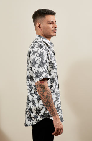 White Tropical Short Sleeve Shirt