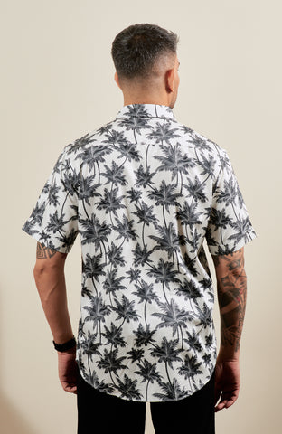 White Tropical Short Sleeve Shirt