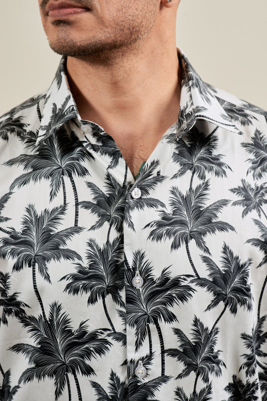 White Tropical Short Sleeve Shirt