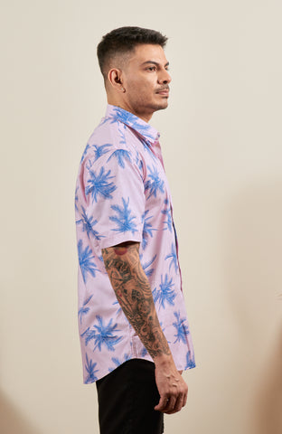 Powder Pink Tropical Short Sleeve Shirt