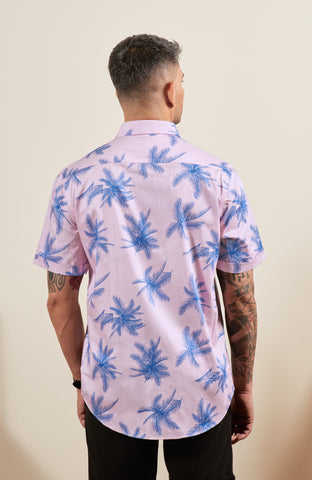 Powder Pink Tropical Short Sleeve Shirt