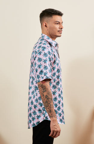 Light Pink Printed Tropical Shirt