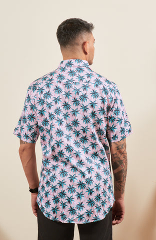 Light Pink Printed Tropical Shirt