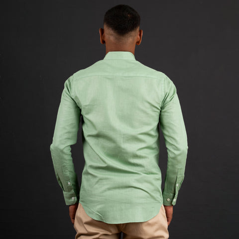 Green Long Sleeve Linen Shirt