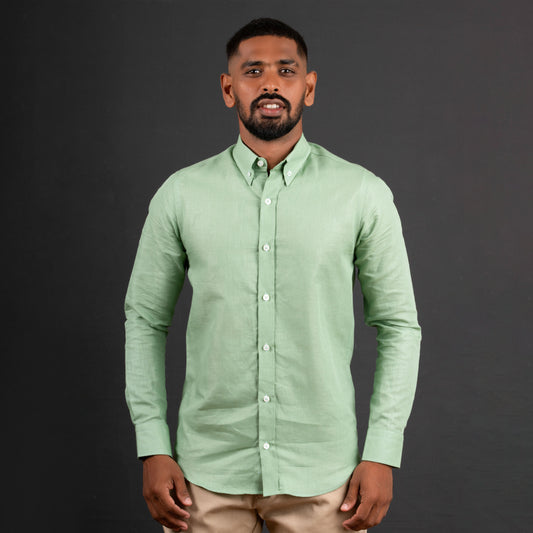 Green Long Sleeve Linen Shirt