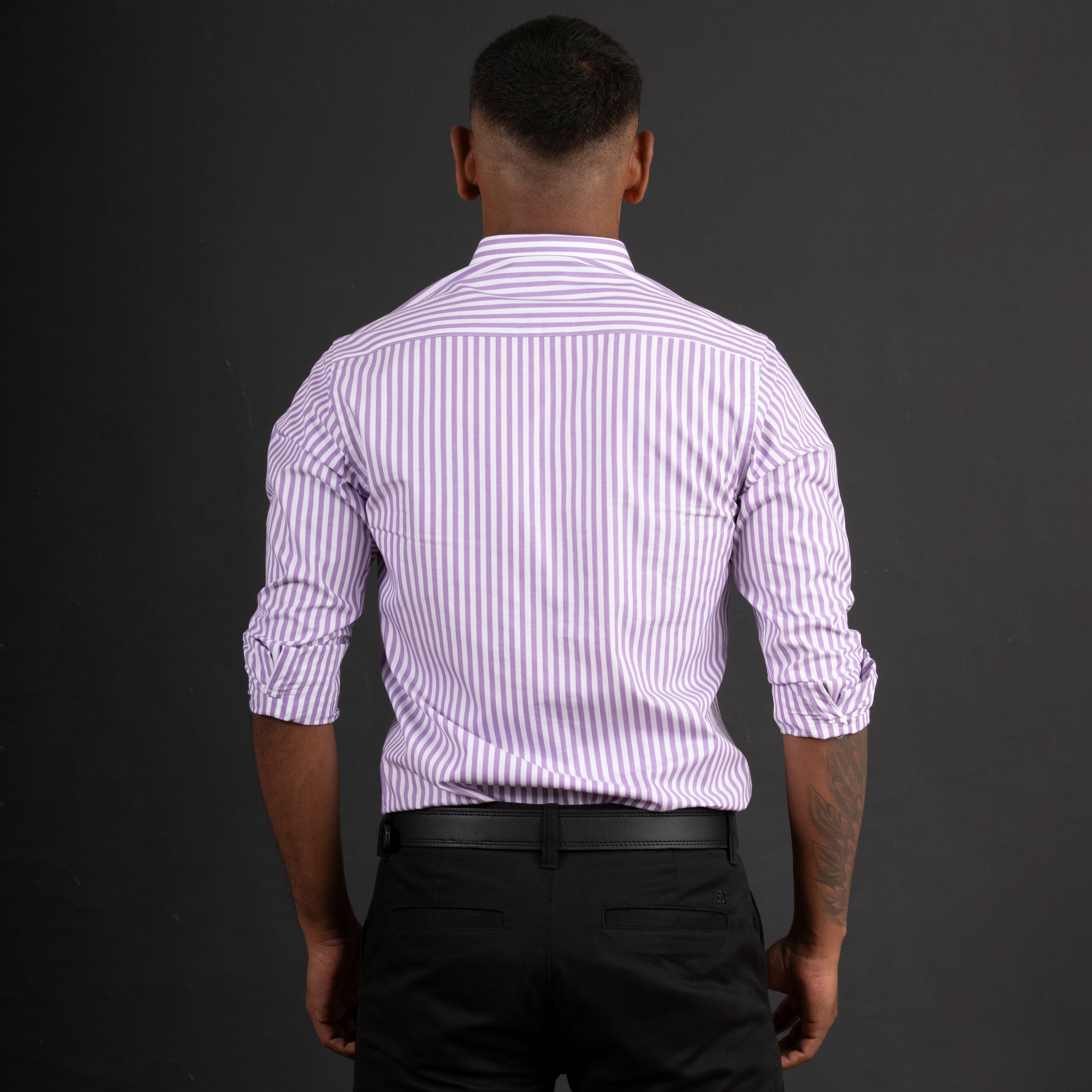 Purple Striped Long Sleeve Shirt