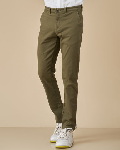 Olive Green Stretch Chino Pants