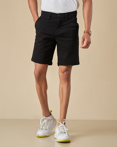 Black Stretch Chino Shorts