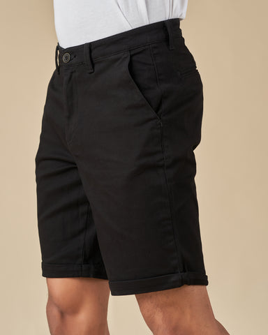 Black Stretch Chino Shorts