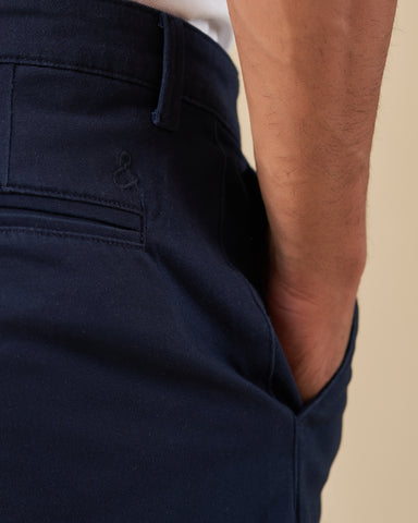 Navy Blue Stretch Chino Shorts