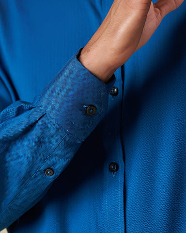 Midnight Blue Double Nehru Long Sleeve Shirt