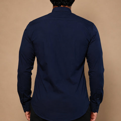 Deep Tone - Navy Blue Long Sleeve Button Down Shirt