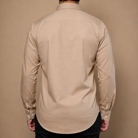 Deep Tone - Beige Button Down Long Sleeve Shirt