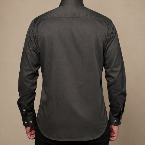 Deep Tone - Charcoal Green Button Down Long Sleeve Shirt